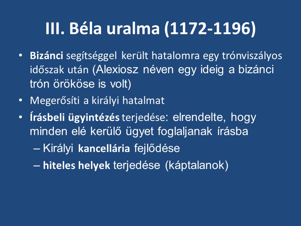III. Béla uralma ( )