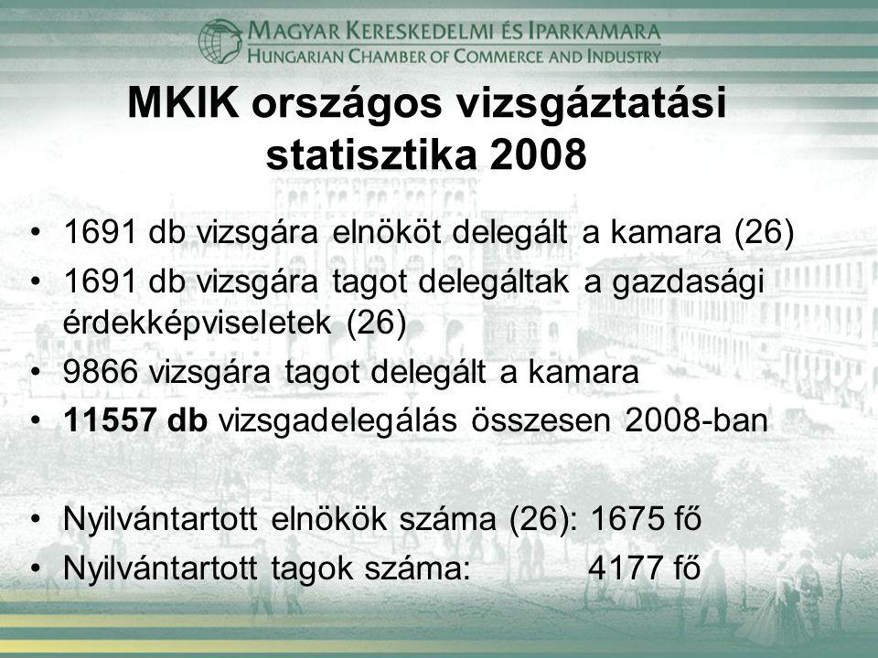 MKIK országos vizsgáztatási statisztika 2008