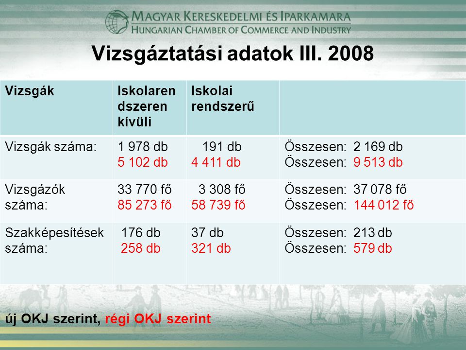 Vizsgáztatási adatok III. 2008