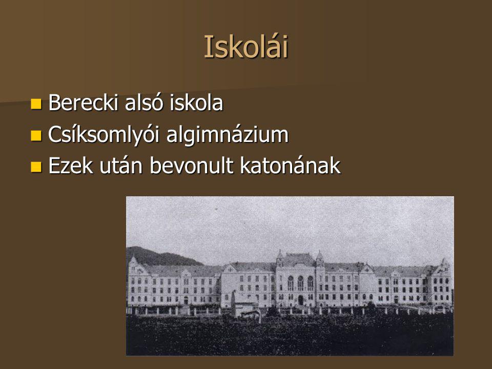 Iskolái Berecki alsó iskola Csíksomlyói algimnázium