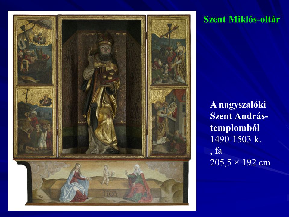 Szent Miklós-oltár k. , fa 205,5 × 192 cm