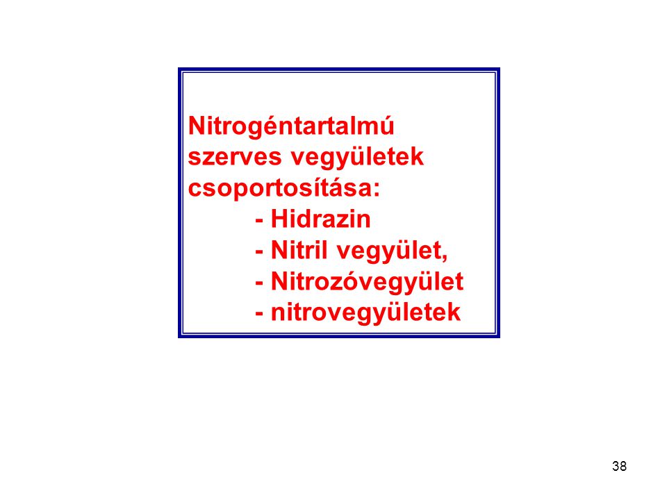 Nitrogéntartalmú szerves vegyületek csoportosítása: