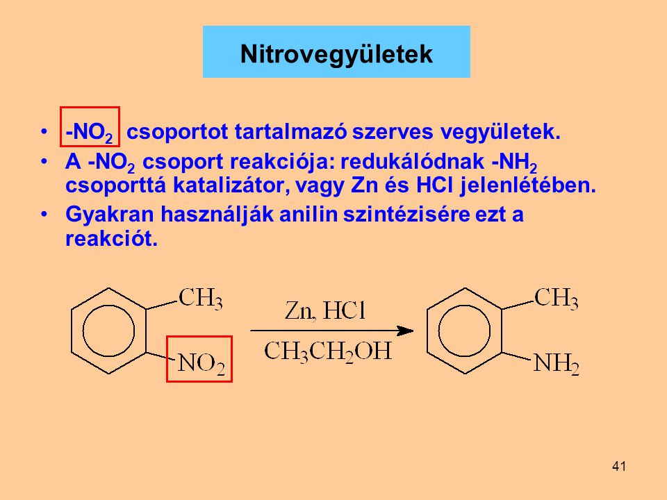 Nitrovegyületek -NO2 csoportot tartalmazó szerves vegyületek.