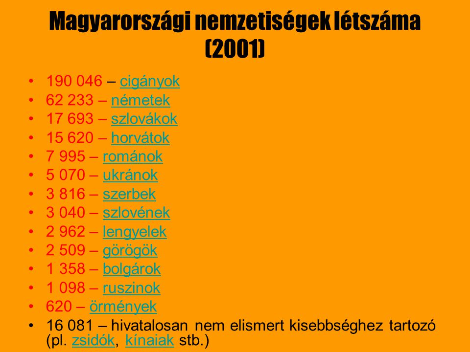 Magyarországi nemzetiségek létszáma (2001)