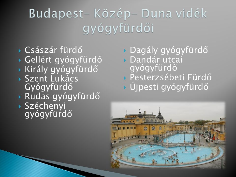 Budapest- Közép- Duna vidék gyógyfürdői