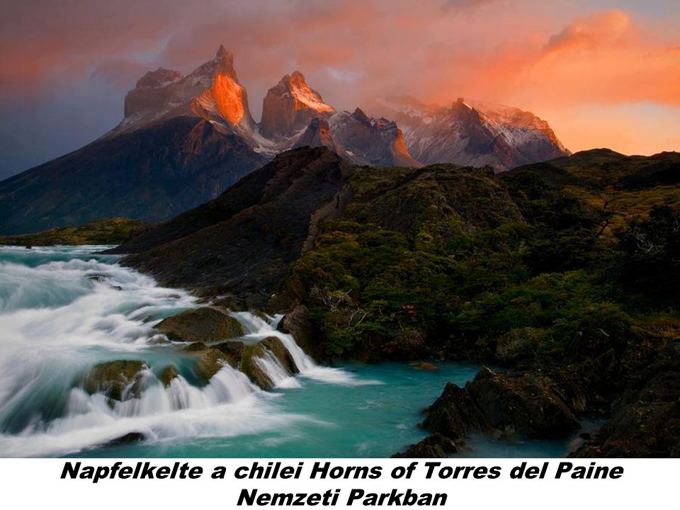 Napfelkelte a chilei Horns of Torres del Paine Nemzeti Parkban