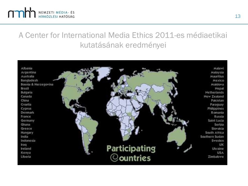 A Center for International Media Ethics 2011-es médiaetikai kutatásának eredményei