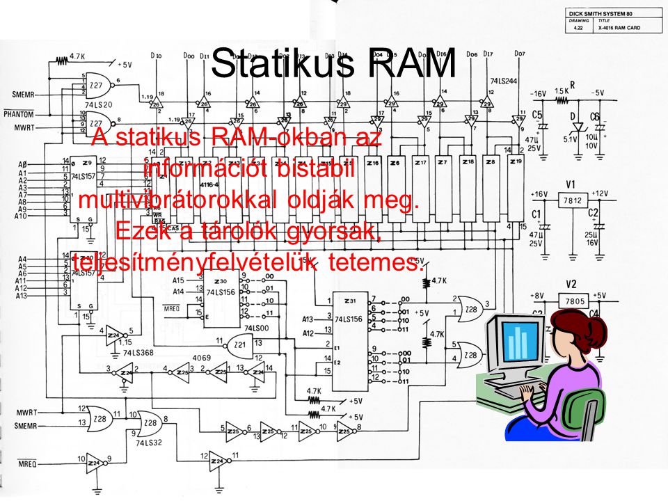 Statikus RAM A statikus RAM-okban az információt bistabil multivibrátorokkal oldják meg.