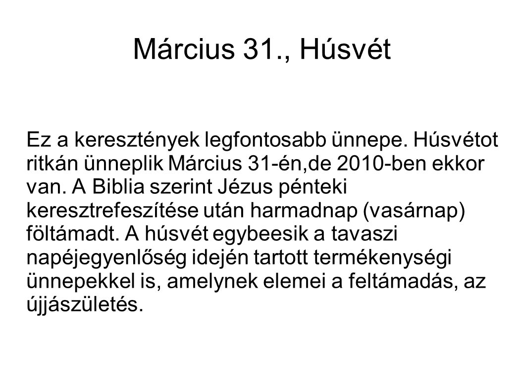 Március 31., Húsvét