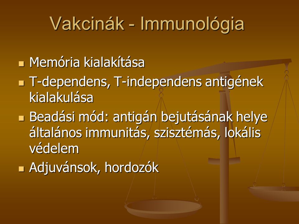 Vakcinák - Immunológia