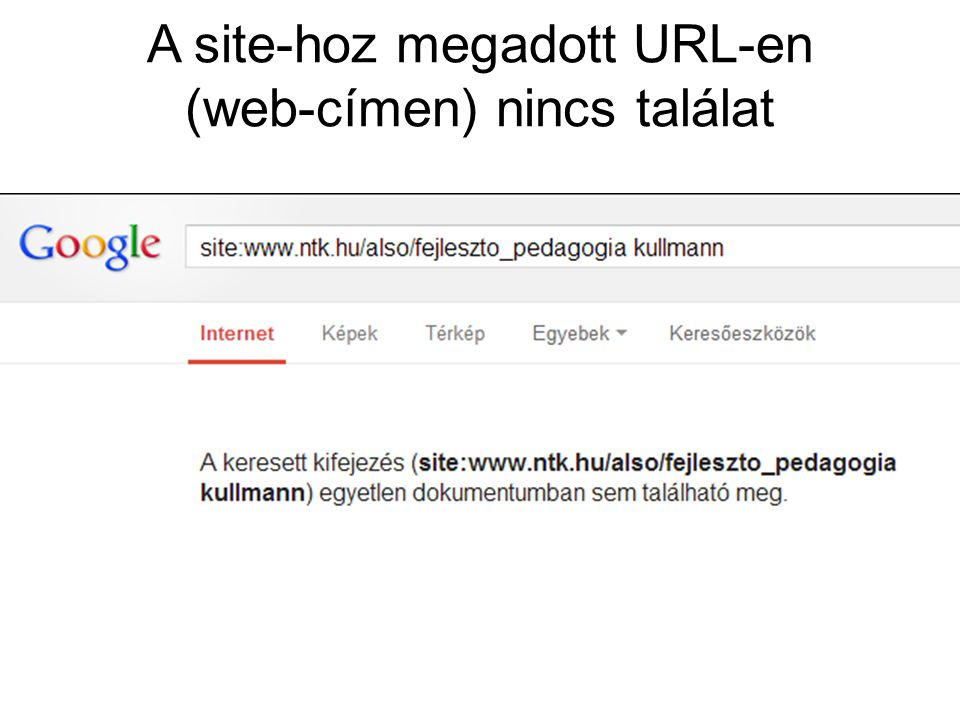 A site-hoz megadott URL-en (web-címen) nincs találat