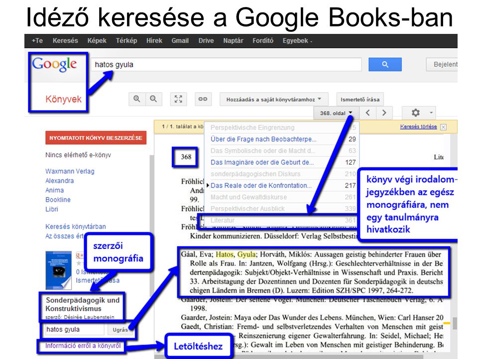 Idéző keresése a Google Books-ban