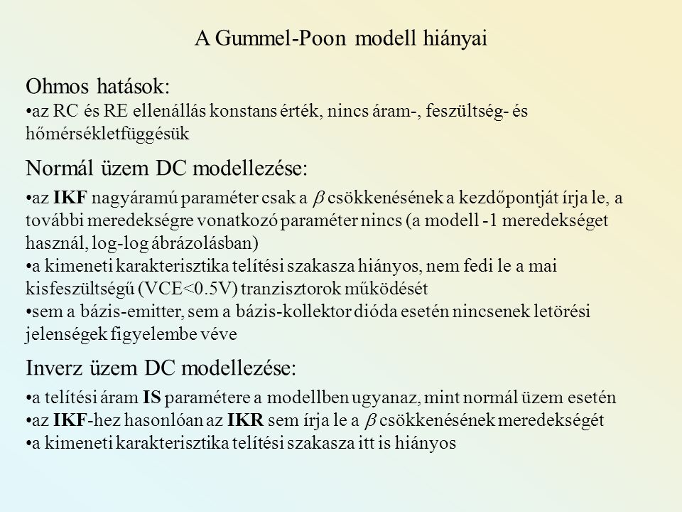 A Gummel-Poon modell hiányai