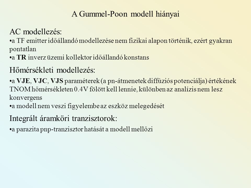A Gummel-Poon modell hiányai