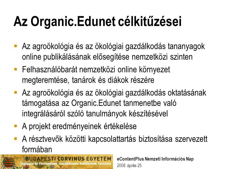 Az Organic.Edunet célkitűzései