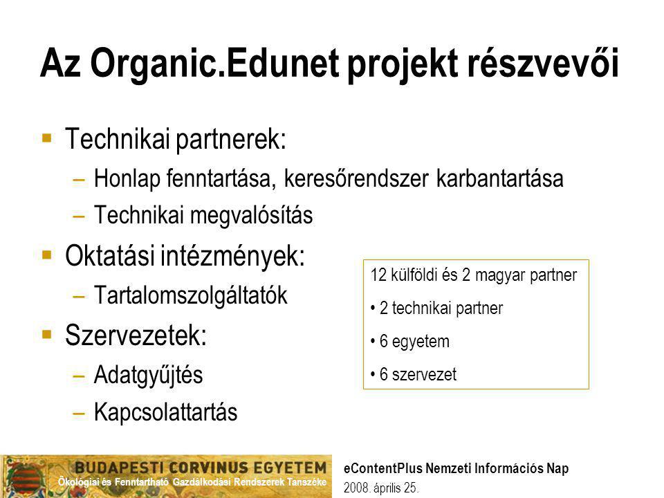 Az Organic.Edunet projekt részvevői