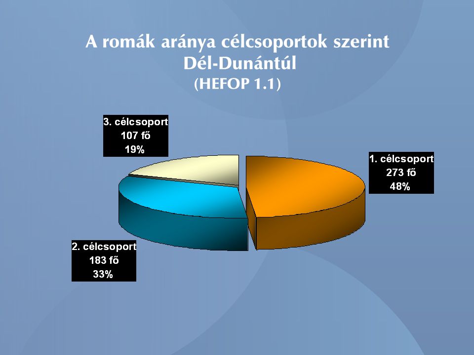 A romák aránya célcsoportok szerint Dél-Dunántúl (HEFOP 1.1)