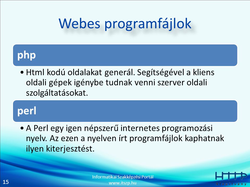 Webes programfájlok php perl