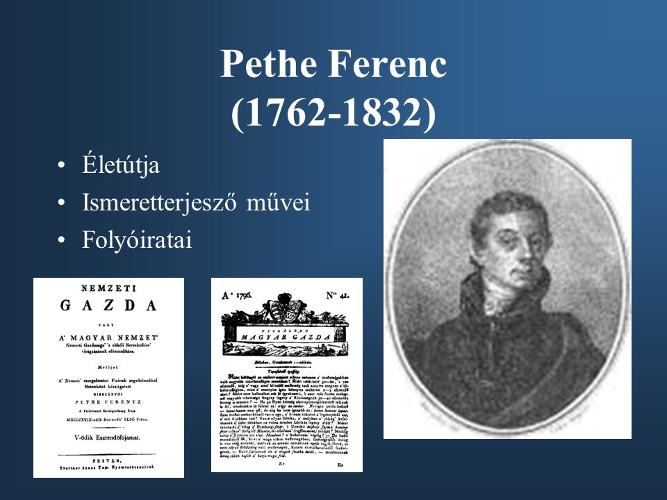 Pethe Ferenc ( ) Életútja Ismeretterjesző művei Folyóiratai
