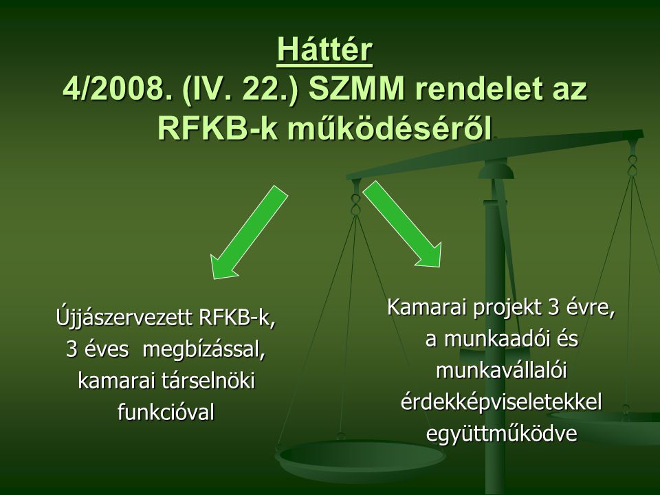 Háttér 4/2008. (IV. 22.) SZMM rendelet az RFKB-k működéséről
