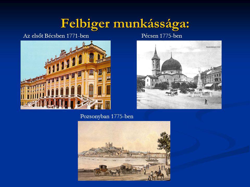 Felbiger munkássága: Az elsőt Bécsben 1771-ben Pécsen 1775-ben