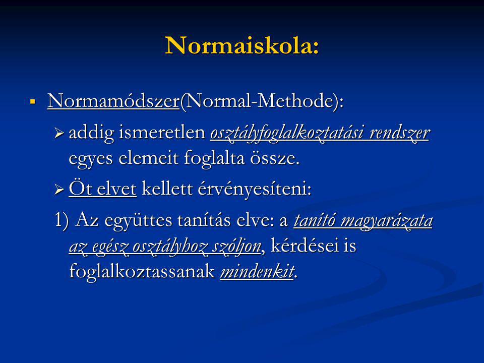 Normaiskola: Normamódszer(Normal-Methode):