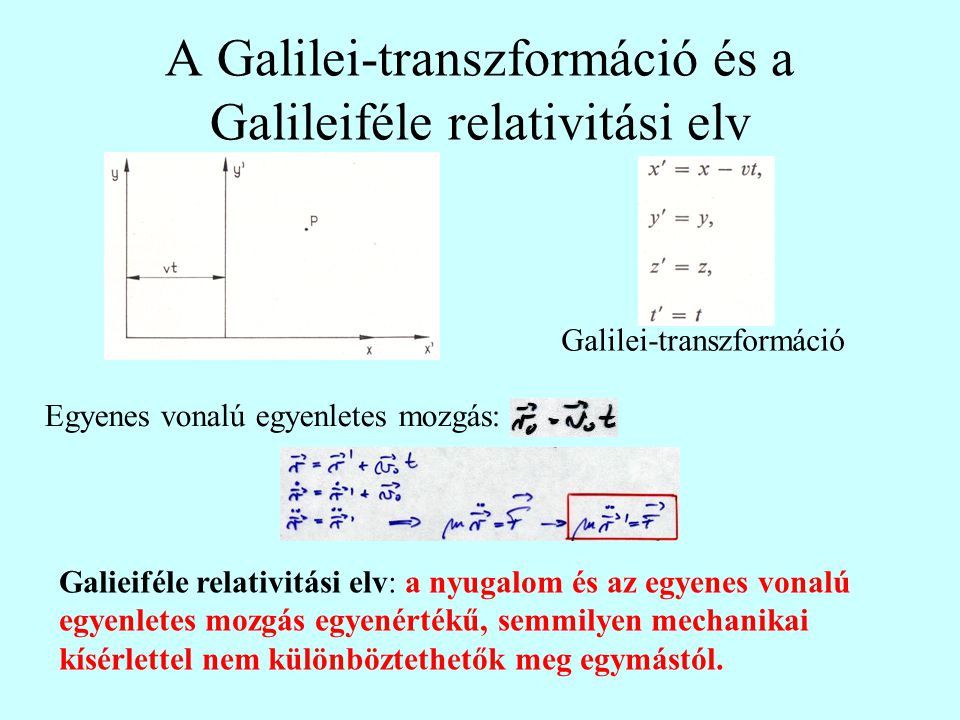 A Galilei-transzformáció és a Galileiféle relativitási elv