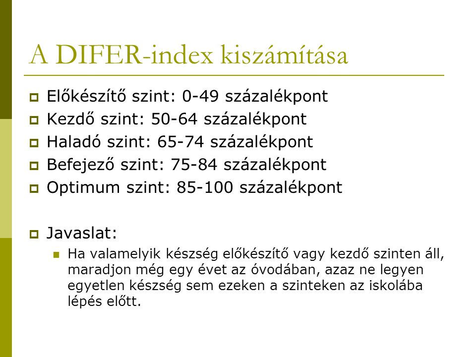 A DIFER-index kiszámítása