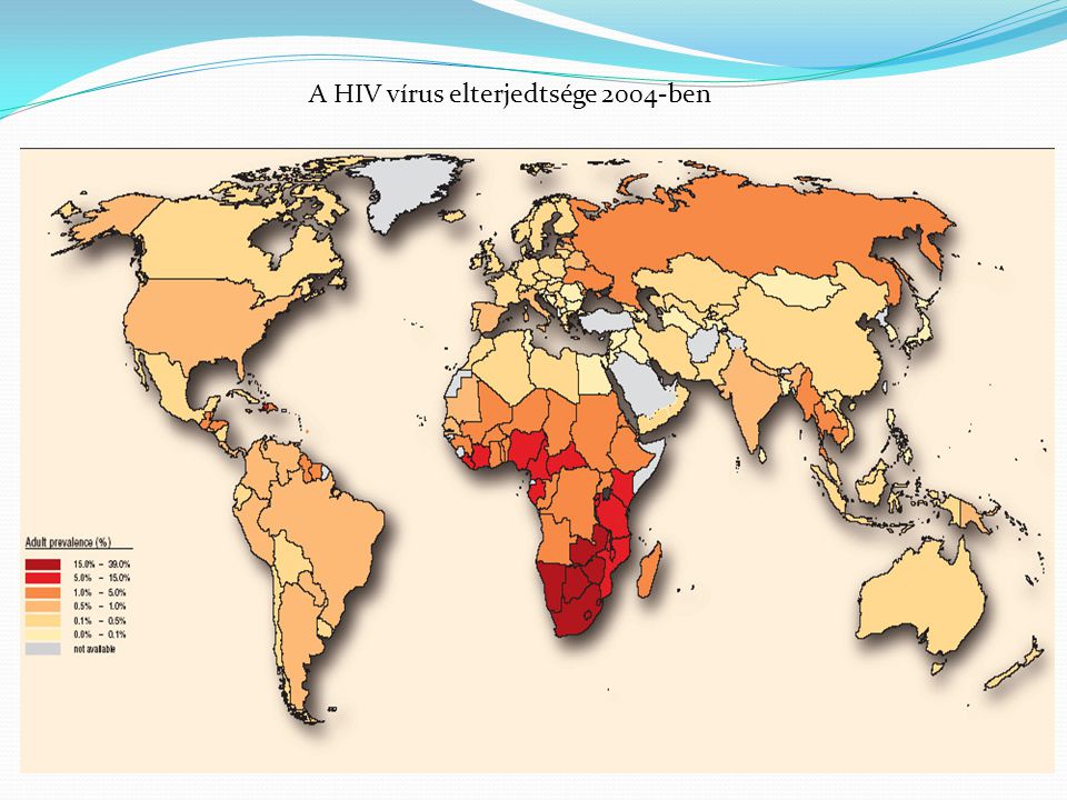 A HIV vírus elterjedtsége 2004-ben