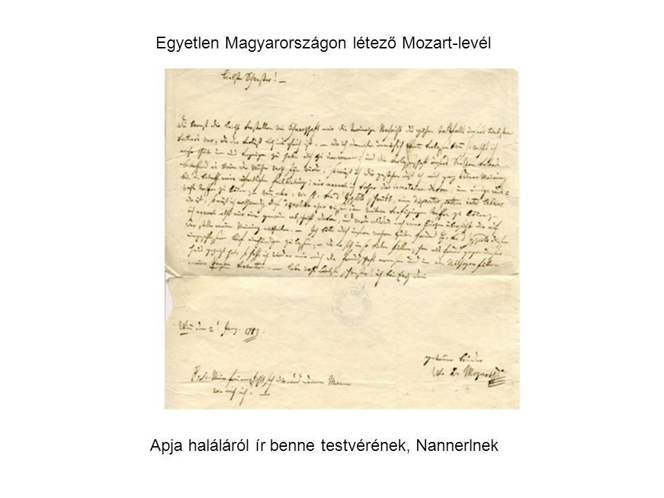 Egyetlen Magyarországon létező Mozart-levél