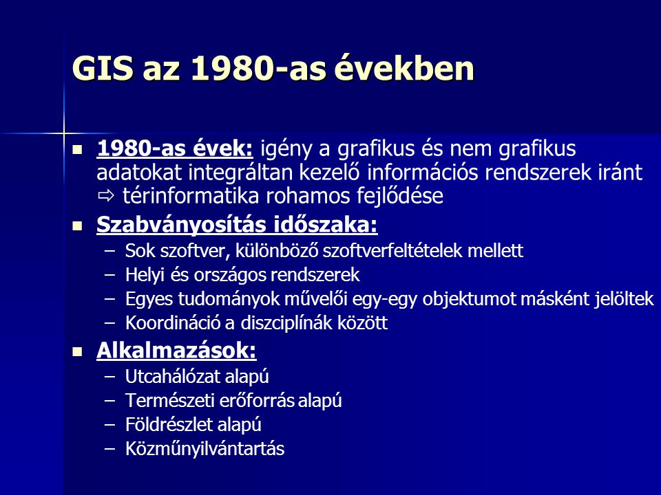 GIS az 1980-as években