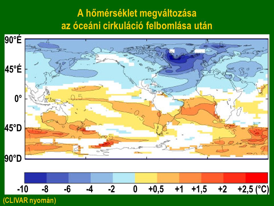 A hőmérséklet megváltozása az óceáni cirkuláció felbomlása után